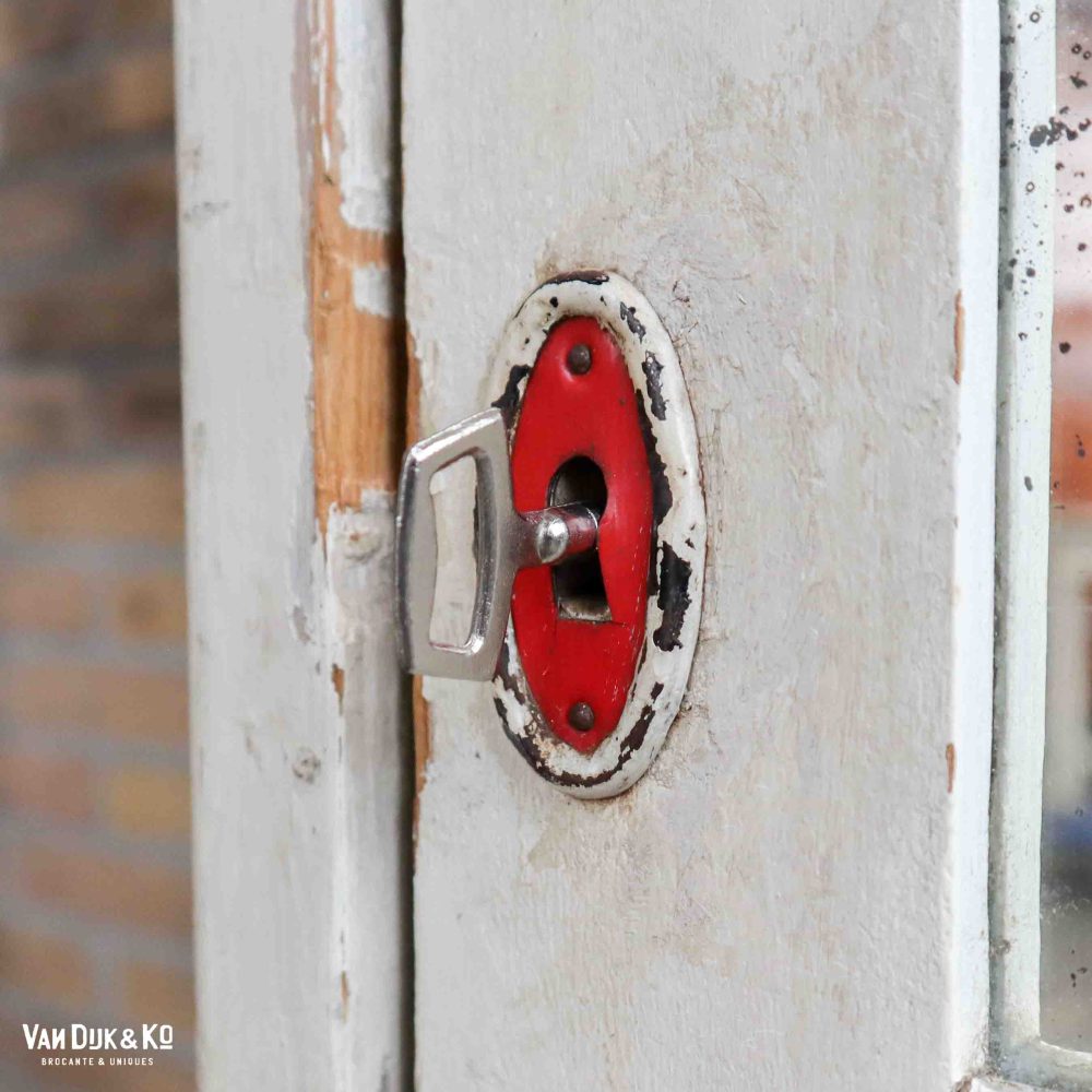 Brocante eendeurs linnenkast met spiegel - Afbeelding 8