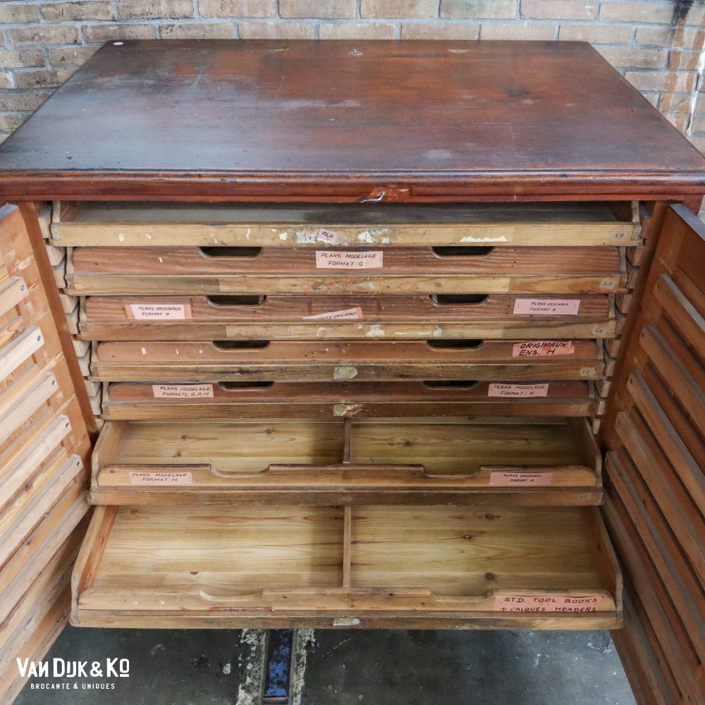 Vintage documenten / tekeningenkast/ archiefkast - Afbeelding 5