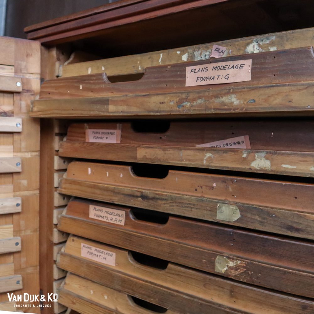 Vintage documenten / tekeningenkast/ archiefkast - Afbeelding 6
