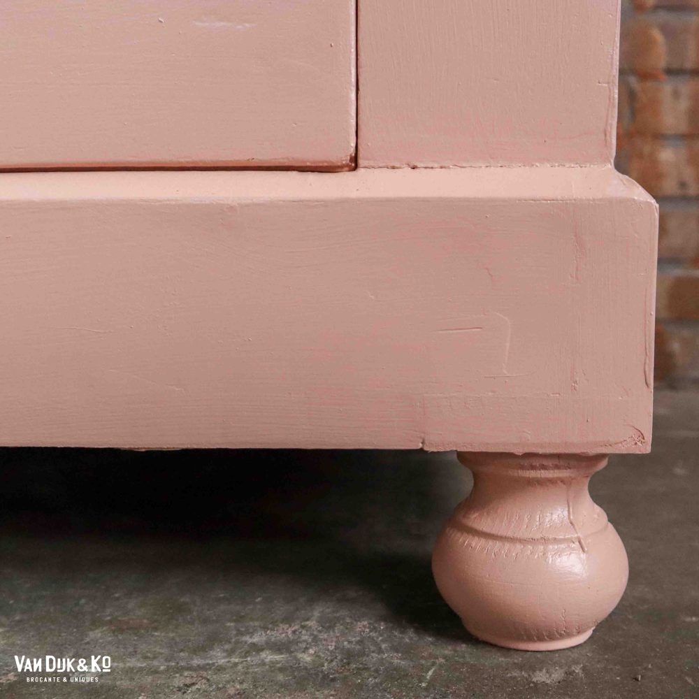 Brocante roze commode - Afbeelding 7