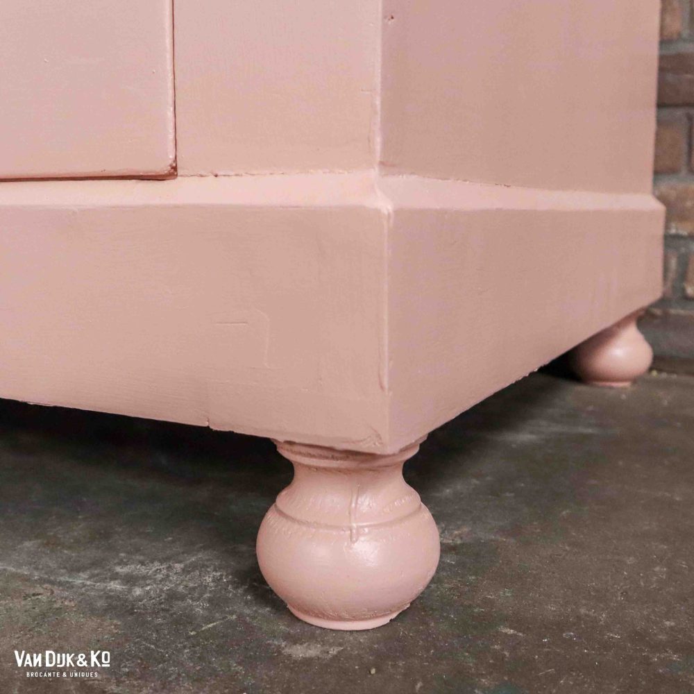 Brocante roze commode - Afbeelding 8