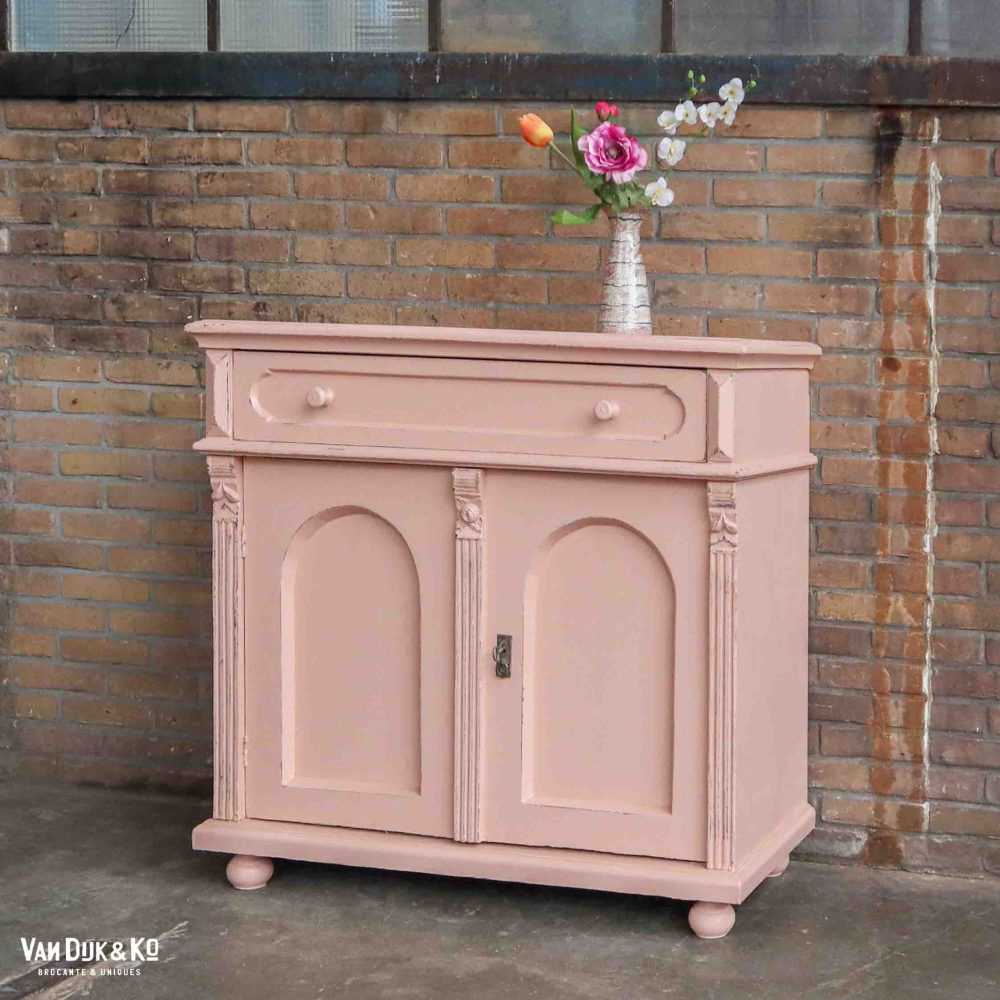 Brocante roze commode - Afbeelding 2