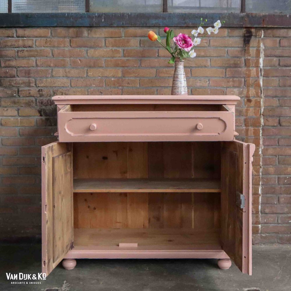 Brocante roze commode - Afbeelding 3