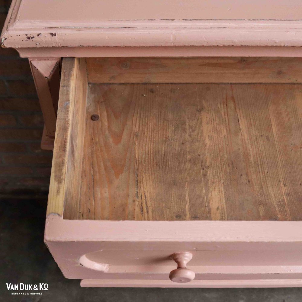 Brocante roze commode - Afbeelding 4