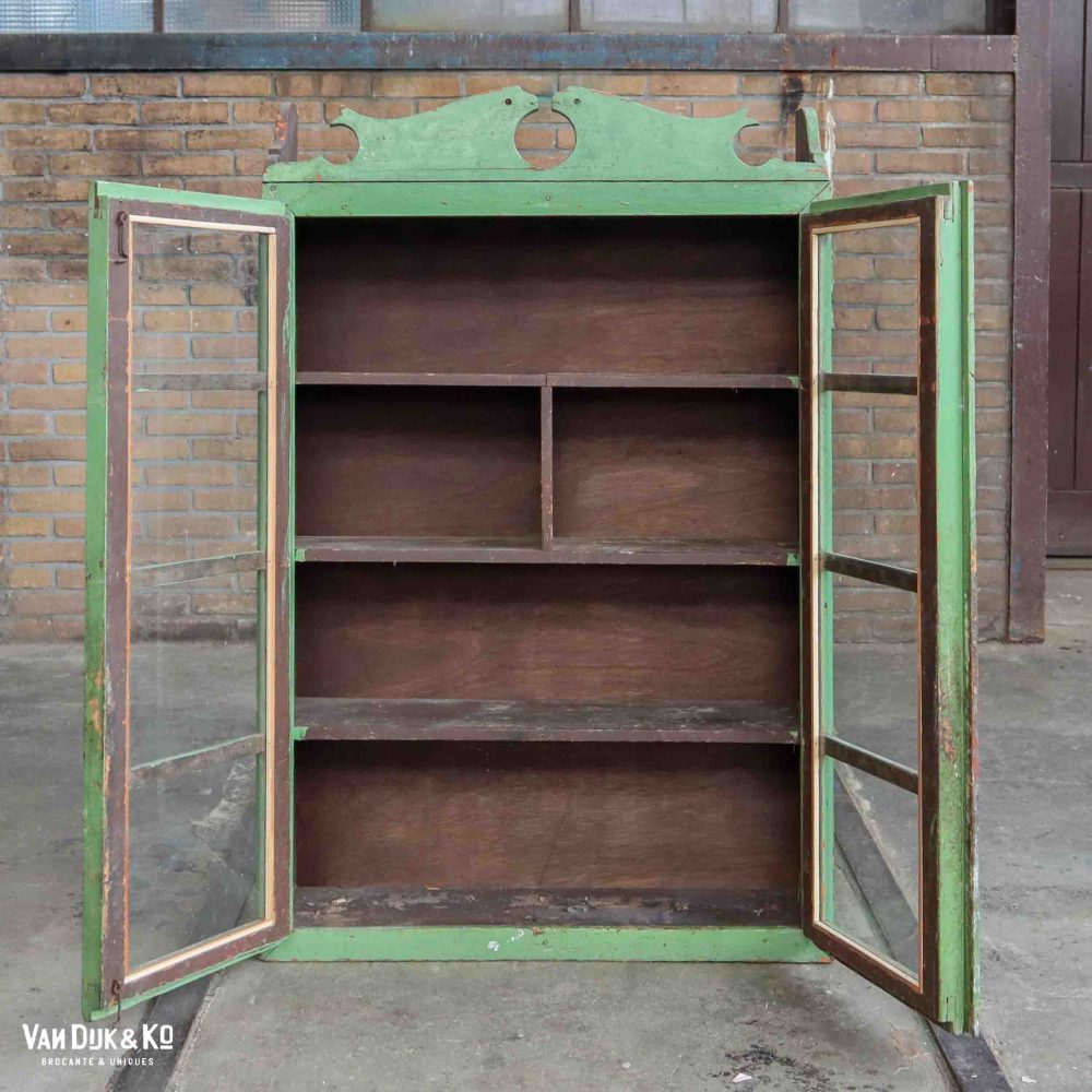 Brocante groene hangkast - Afbeelding 3