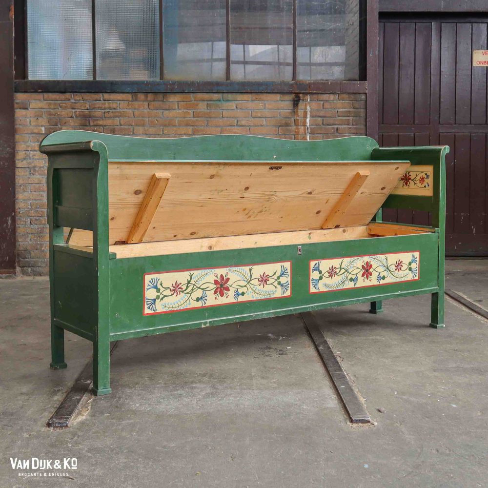 Beschilderde groene klepbank - Afbeelding 2