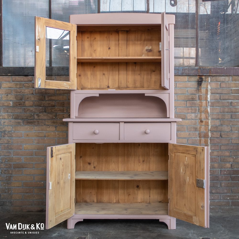 Brocante roze buffetkast - Afbeelding 3