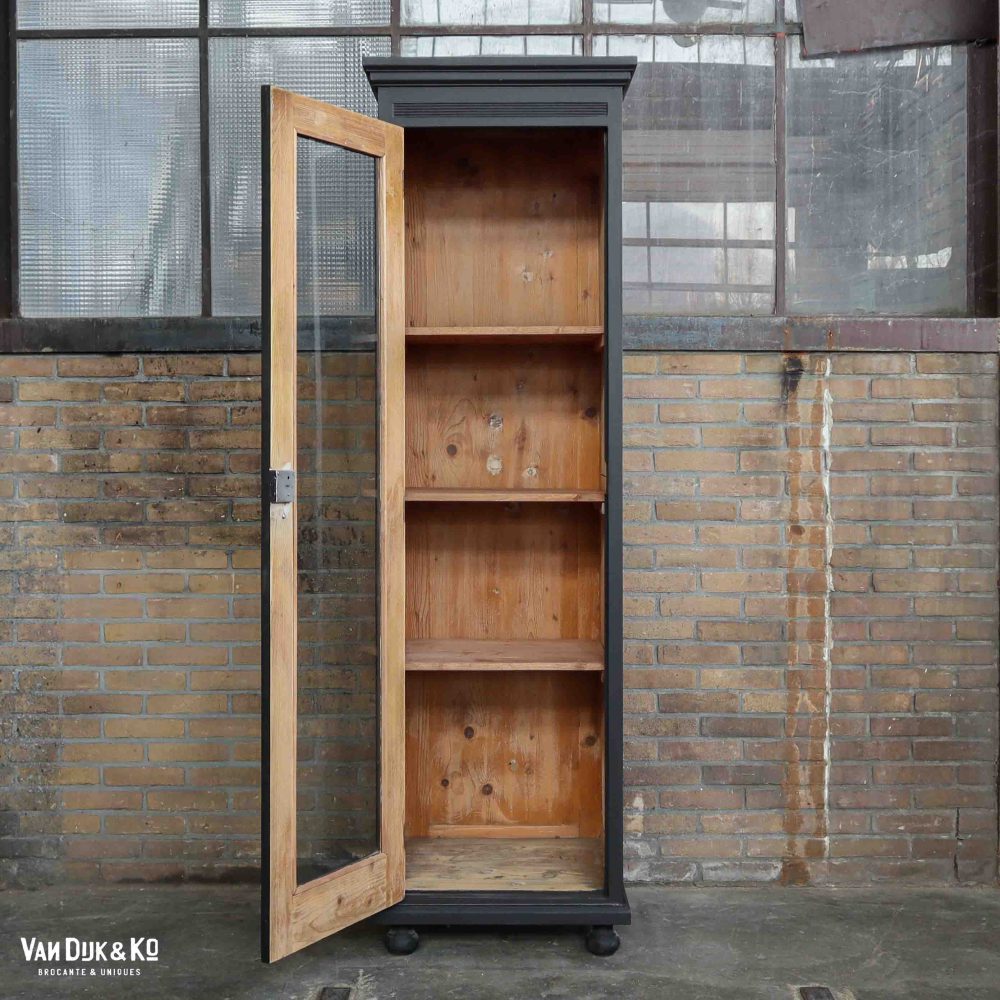 Zwarte eendeurs vitrinekast - Afbeelding 3