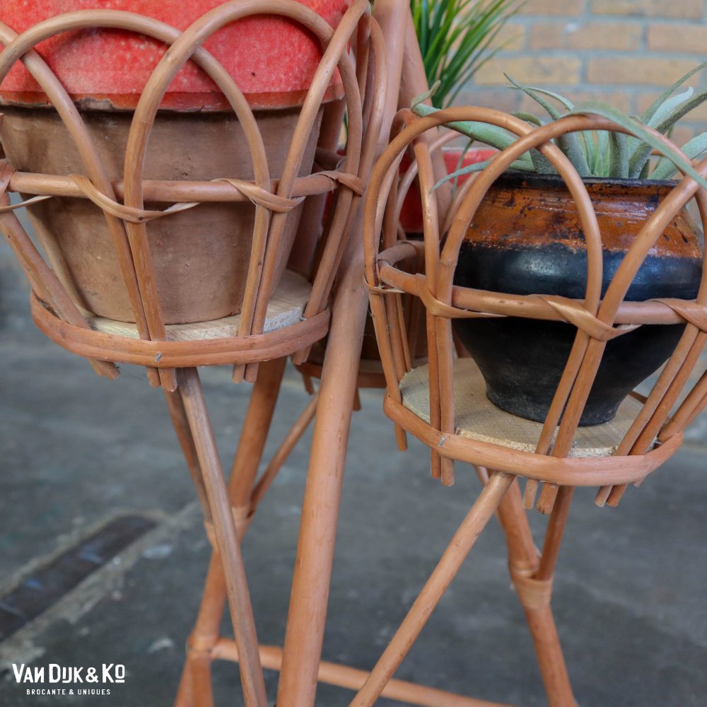 Vintage rotan plantenstandaard - Afbeelding 4