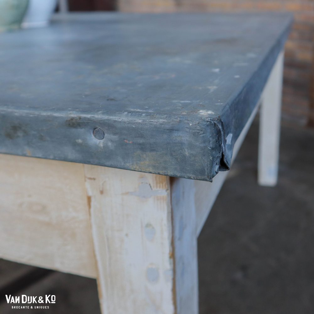 Brocante tafel met zinken blad - Afbeelding 5
