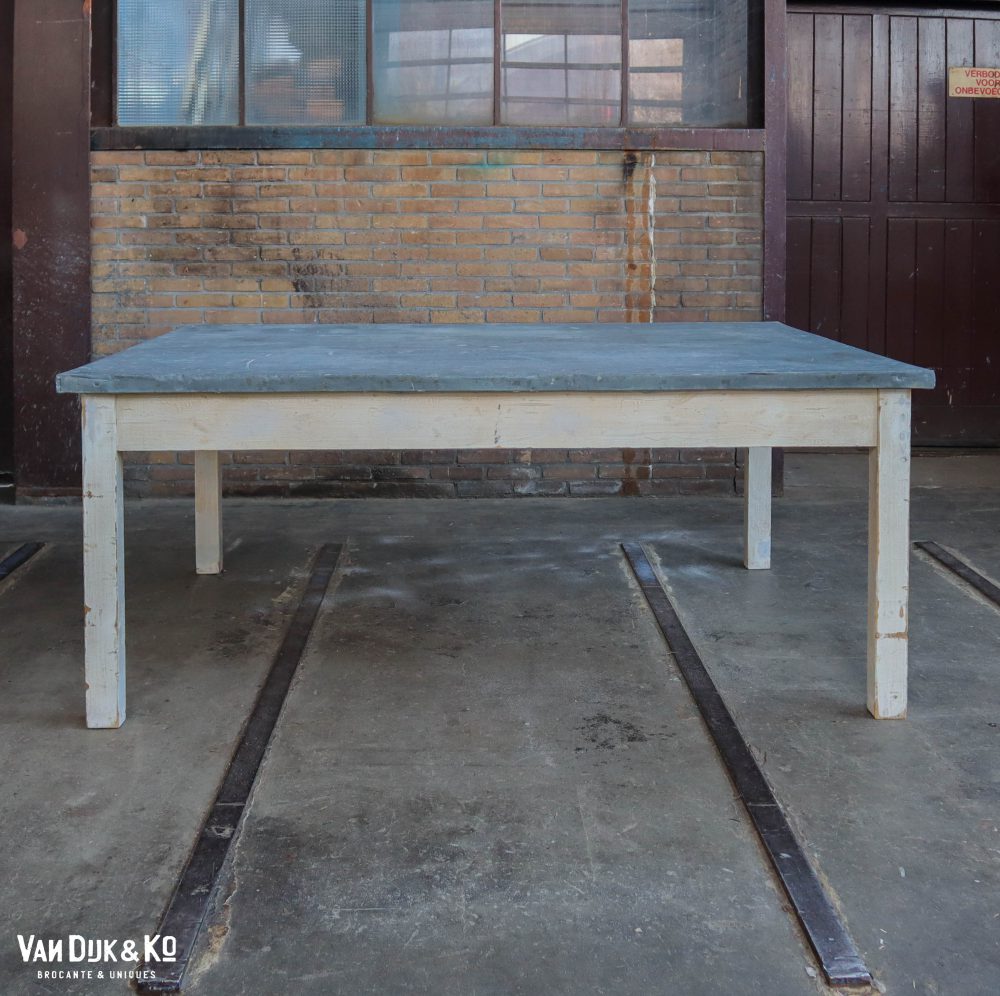 Brocante tafel met zinken blad - Afbeelding 3