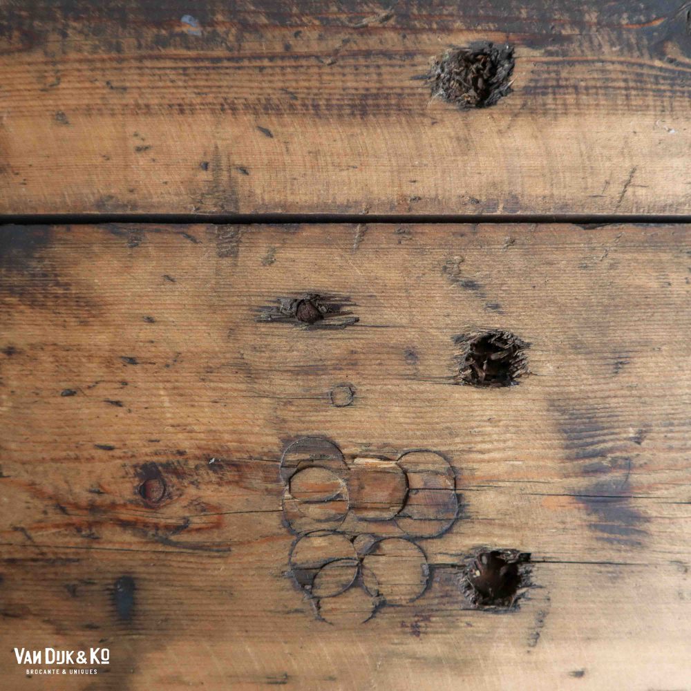 Vintage robuuste werktafel groot - Afbeelding 9