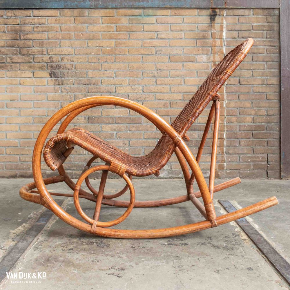 Vintage rotan schommelstoel - Afbeelding 2