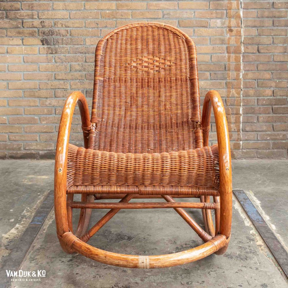 Vintage rotan schommelstoel - Afbeelding 3