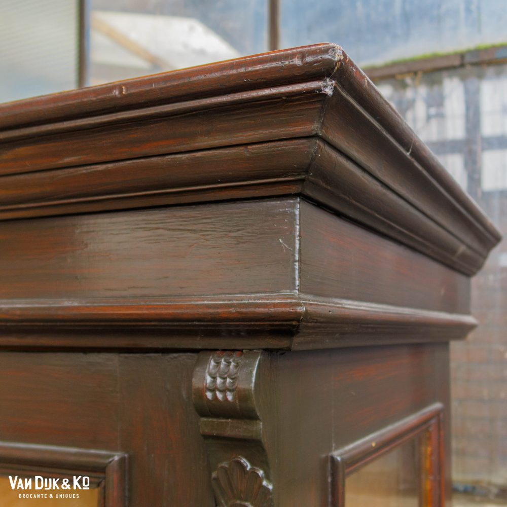 Bruine brocante vitrinekast - Afbeelding 5