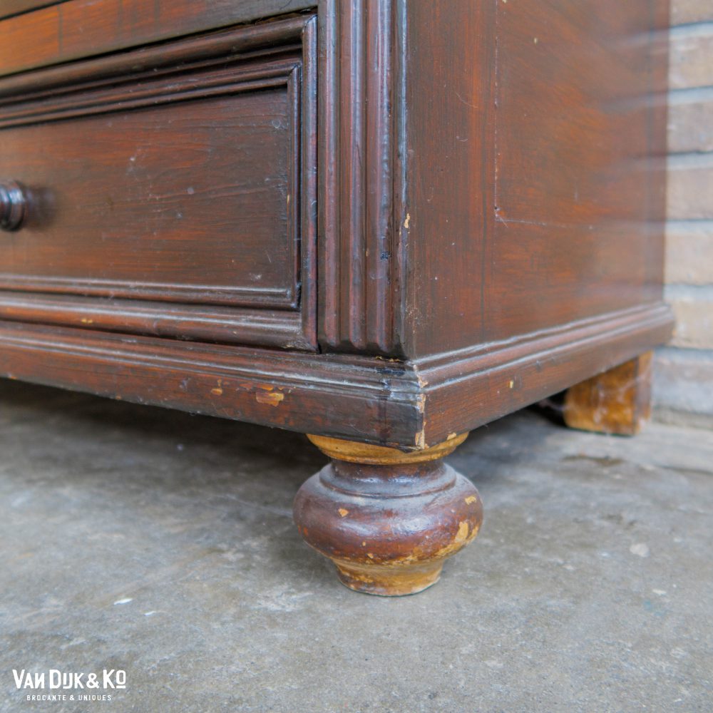 Bruine brocante vitrinekast - Afbeelding 12