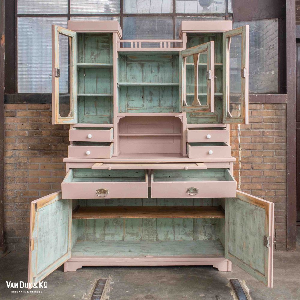 Brocante roze buffetkast - Afbeelding 3