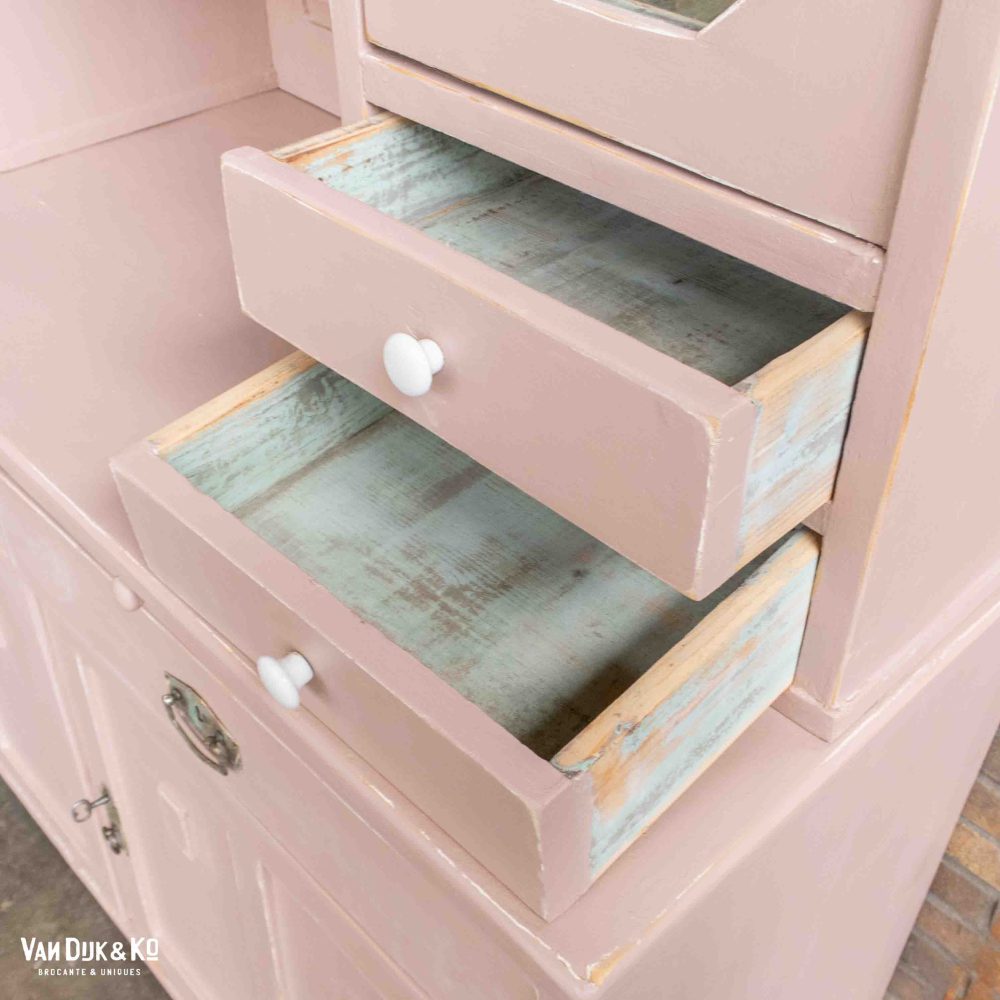 Brocante roze buffetkast - Afbeelding 6