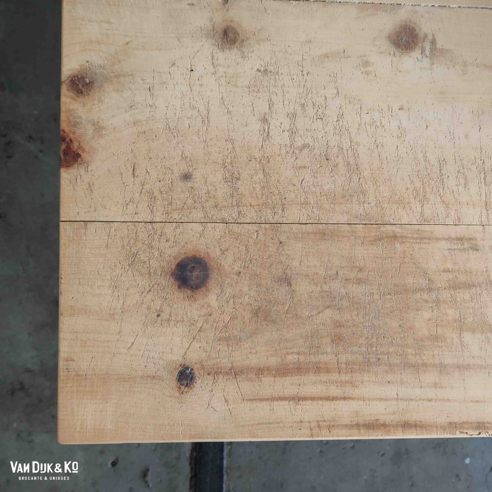 Industriële tafel met houten blad - Afbeelding 4