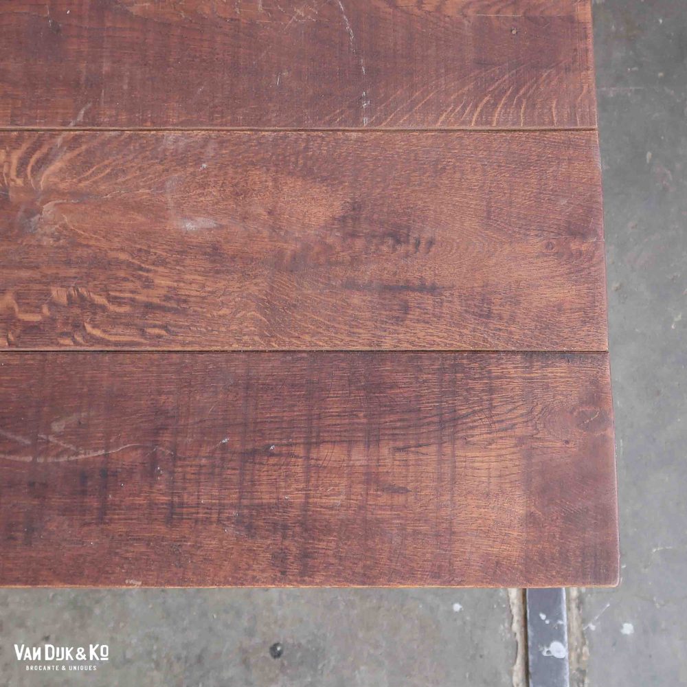 Industriële tafel met houten blad - Afbeelding 4