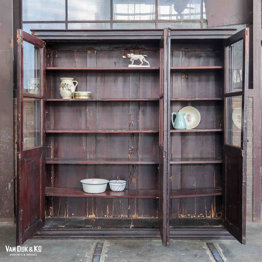 Antieke driedeurs vitrinekast - Afbeelding 3