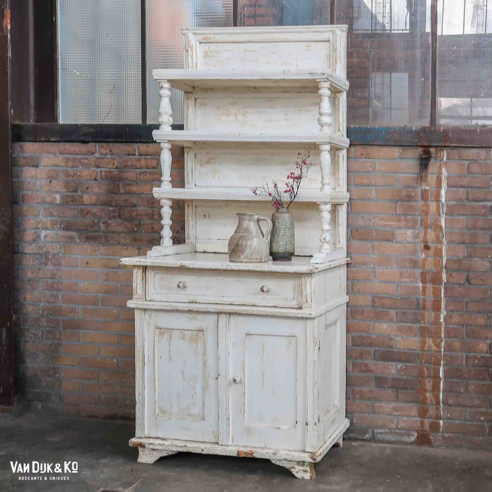 Brocante witte buffetkast - Afbeelding 2