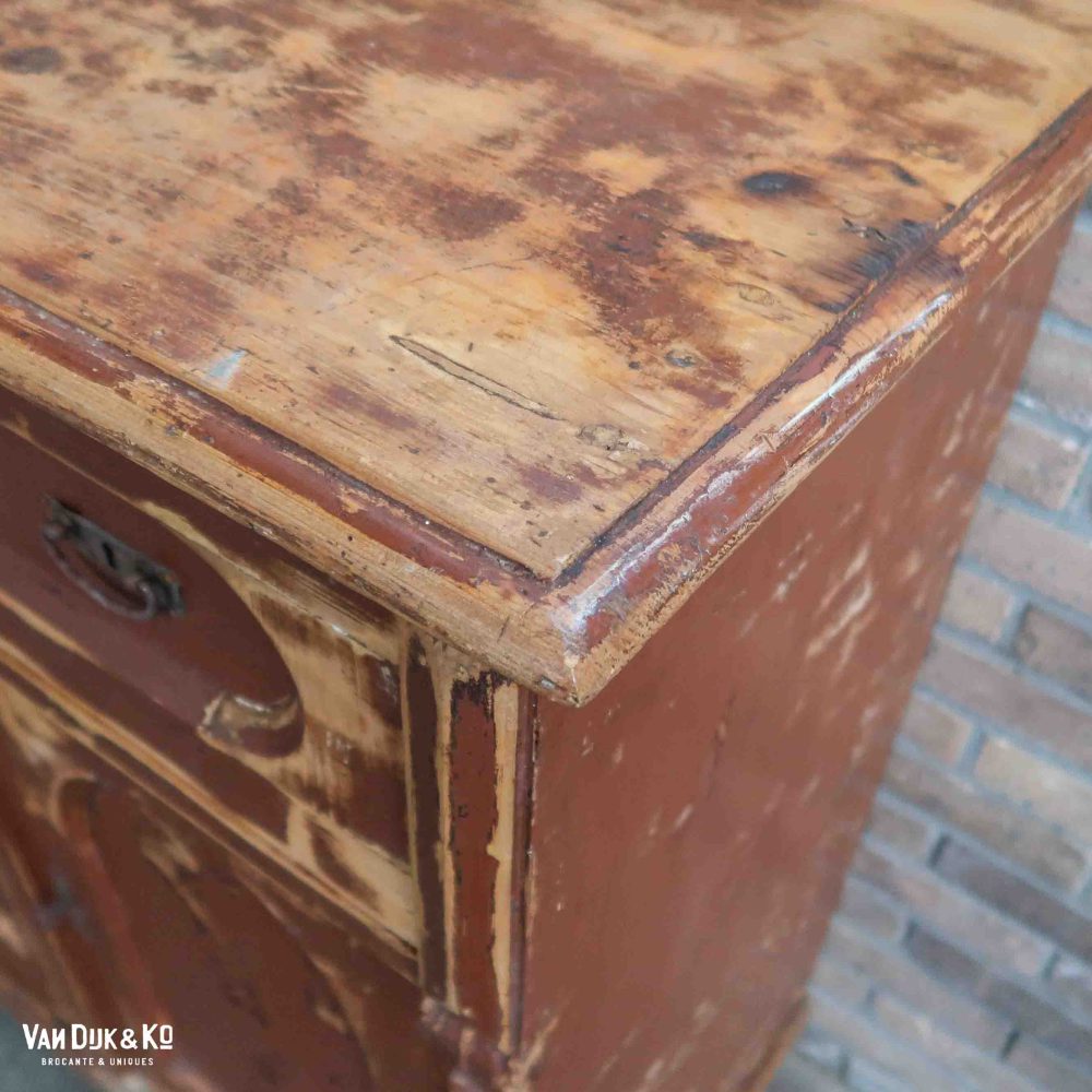 Brocante bruine commode - Afbeelding 5