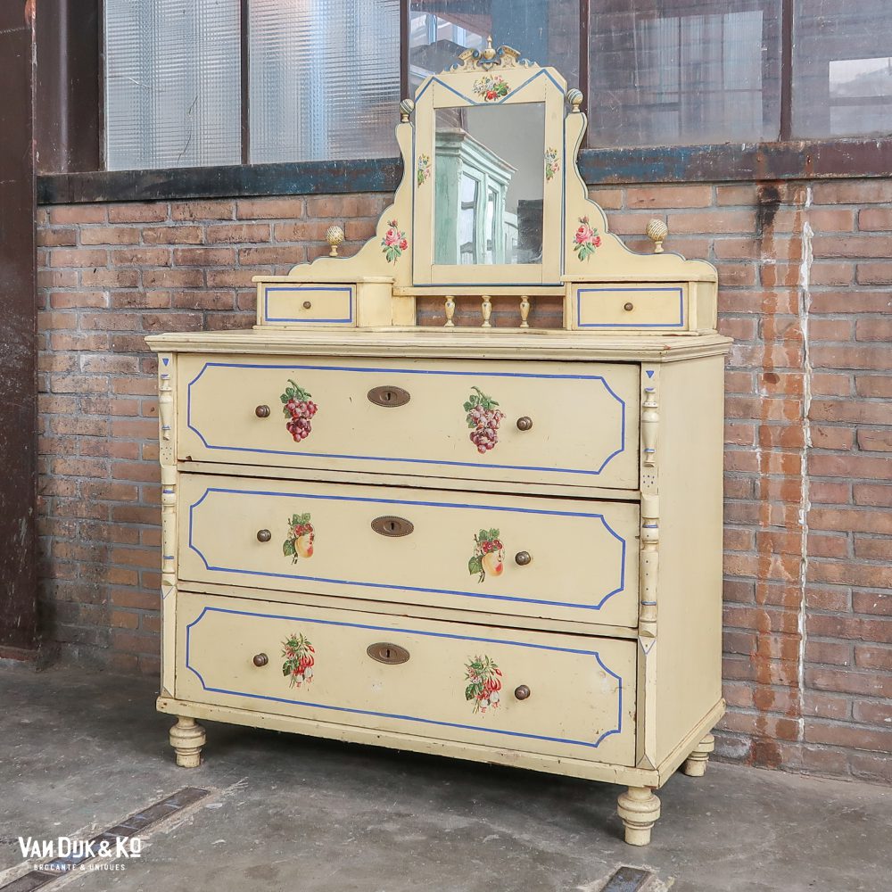 Brocante commode met spiegel - Afbeelding 2