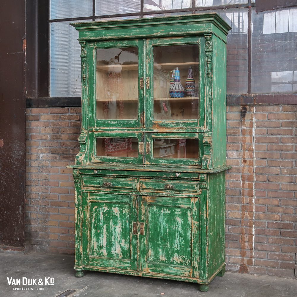 Groene brocante buffetkast - Afbeelding 2