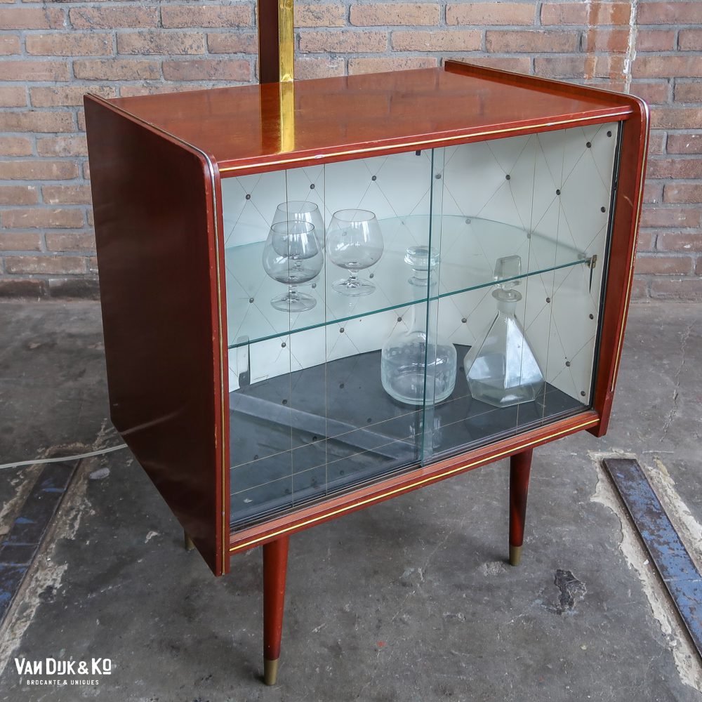 Mid century cocktailkastje met lamp - Afbeelding 9