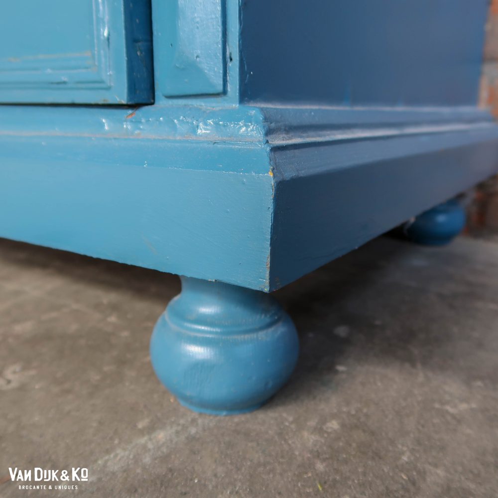 Brocante blauwe vitrinekast - Afbeelding 11