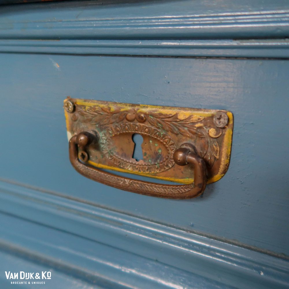 Brocante blauwe vitrinekast - Afbeelding 8
