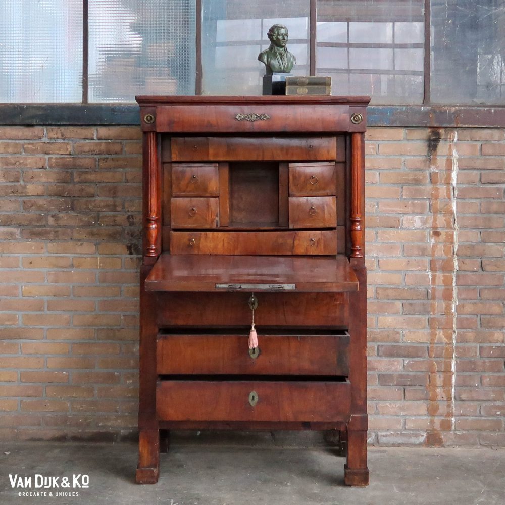 Houten secretaire met lades - Afbeelding 3