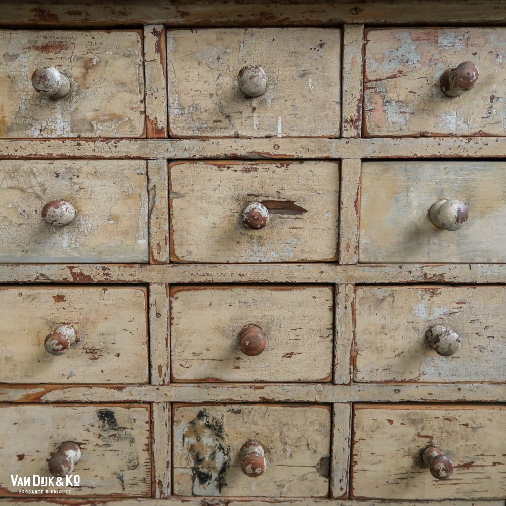 Brocante werkbank met lades - Afbeelding 5
