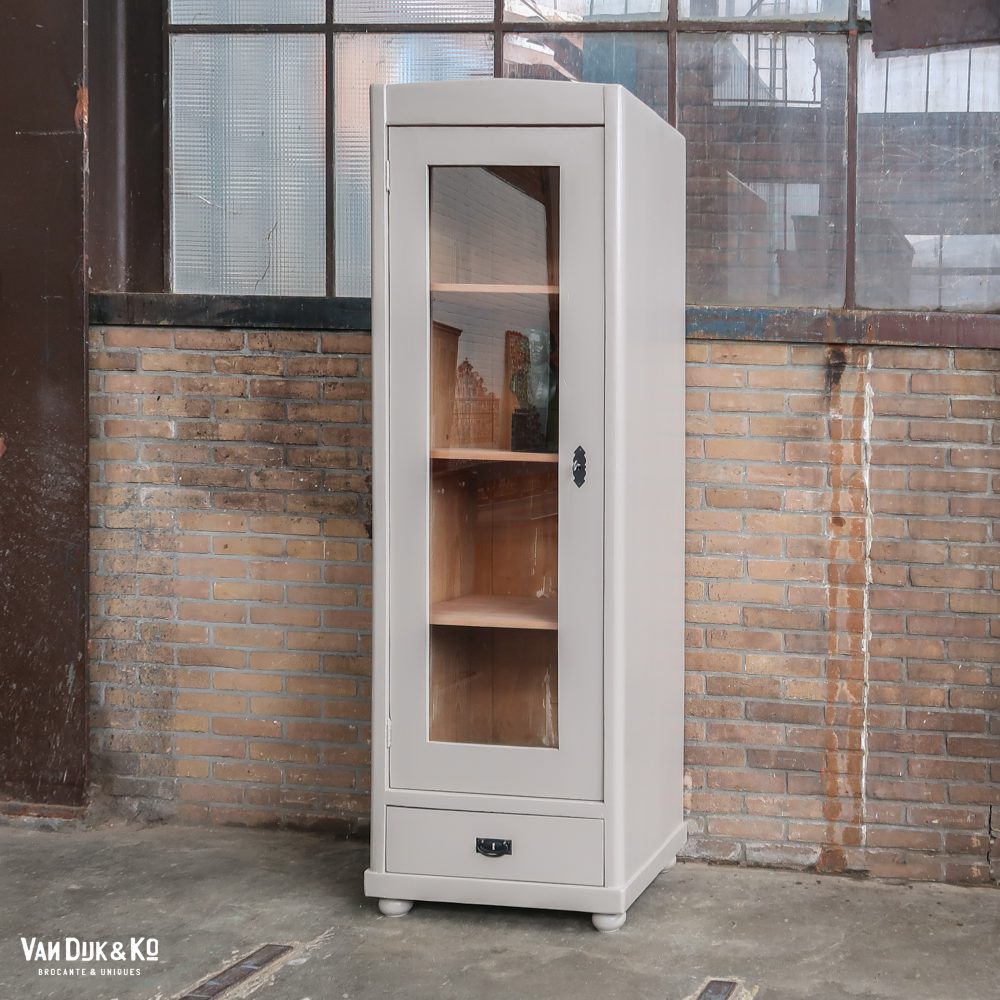 Eendeurs taupe vitrinekast - Afbeelding 2