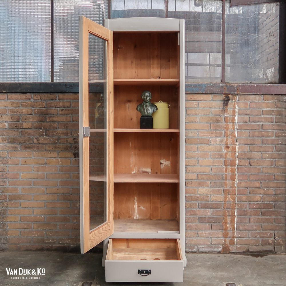 Eendeurs taupe vitrinekast - Afbeelding 3