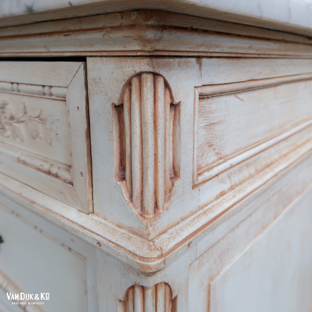 Brocante kaptafel met marmer - Afbeelding 12