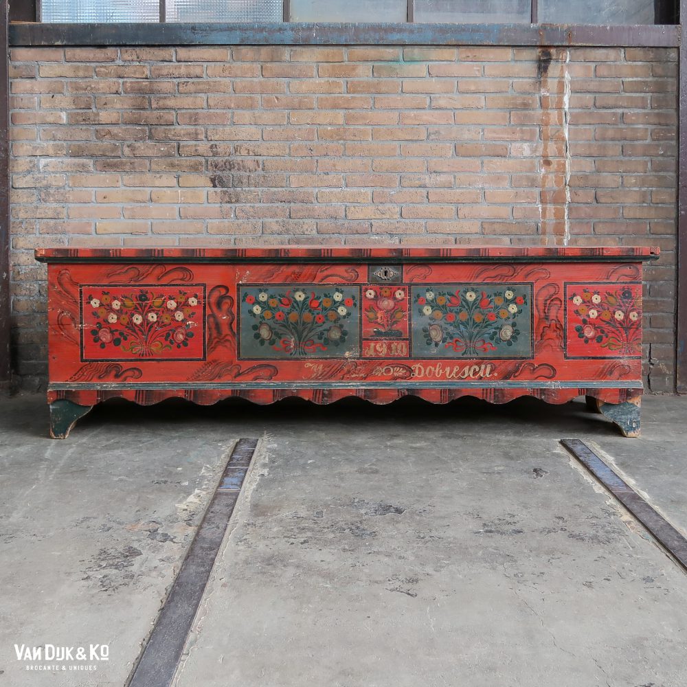Handbeschilderde houten kist - Afbeelding 2