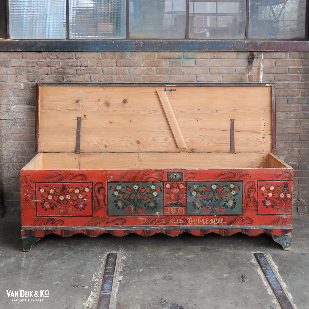 Handbeschilderde houten kist - Afbeelding 3