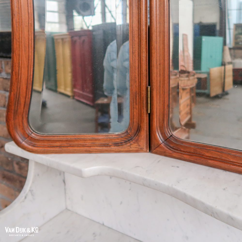 Brocante kaptafel met marmer - Afbeelding 7