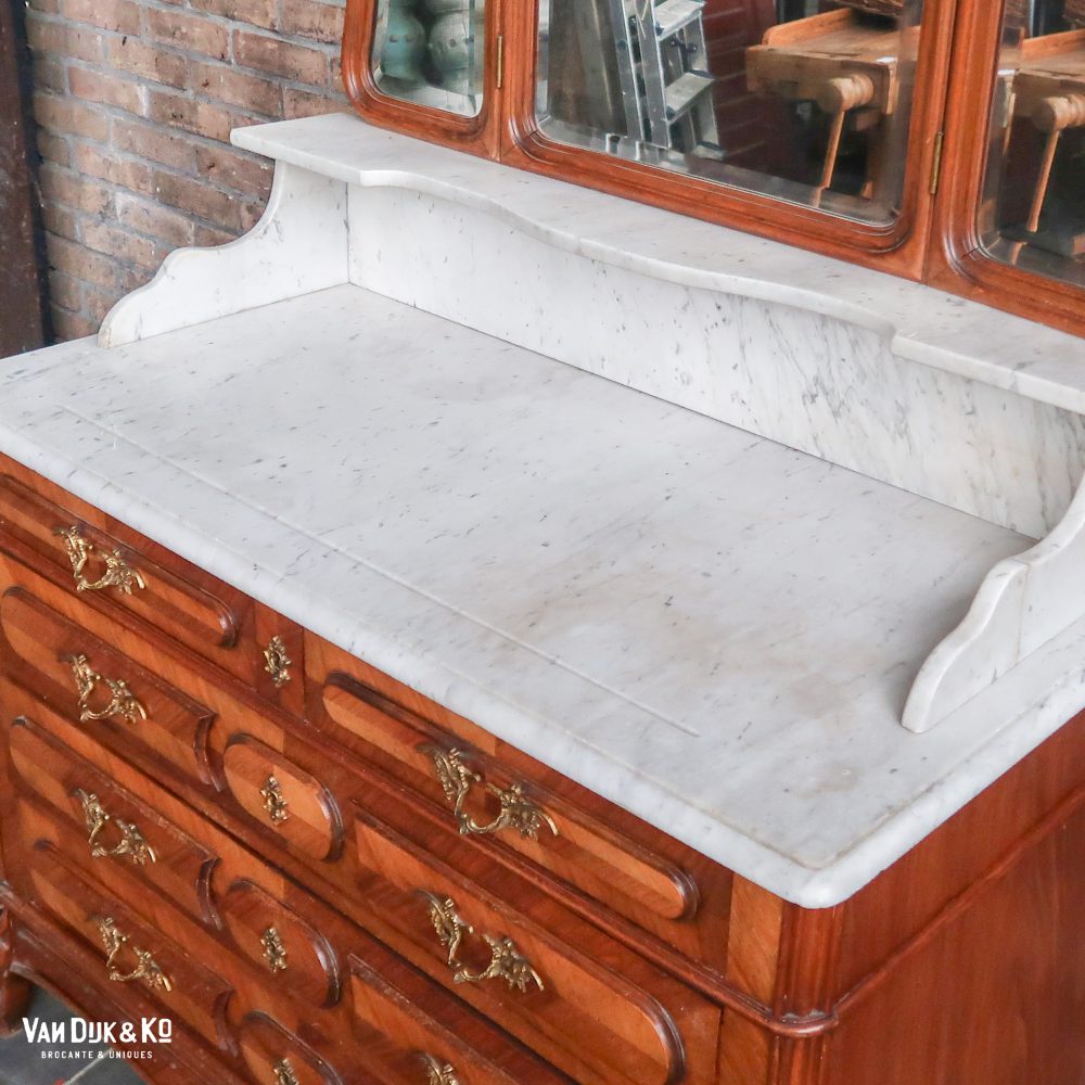 Brocante kaptafel met marmer - Afbeelding 8