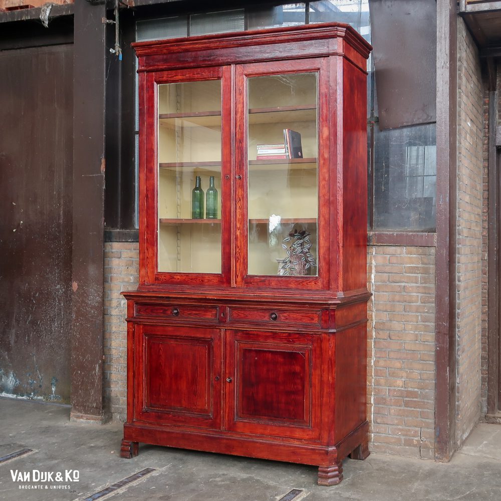 Hoge antieke vitrinekast - Afbeelding 2