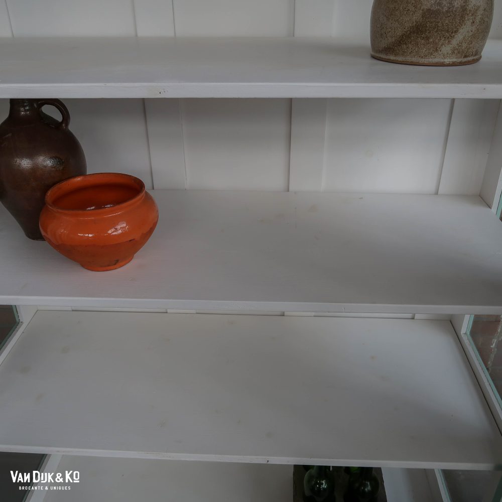 Brocante lichtblauwe vitrinekast - Afbeelding 5