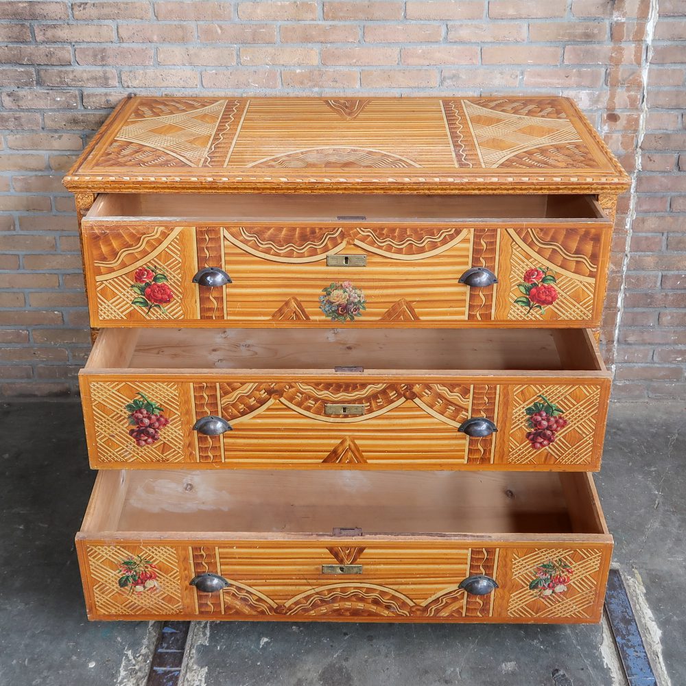 Brocante commode met print - Afbeelding 3
