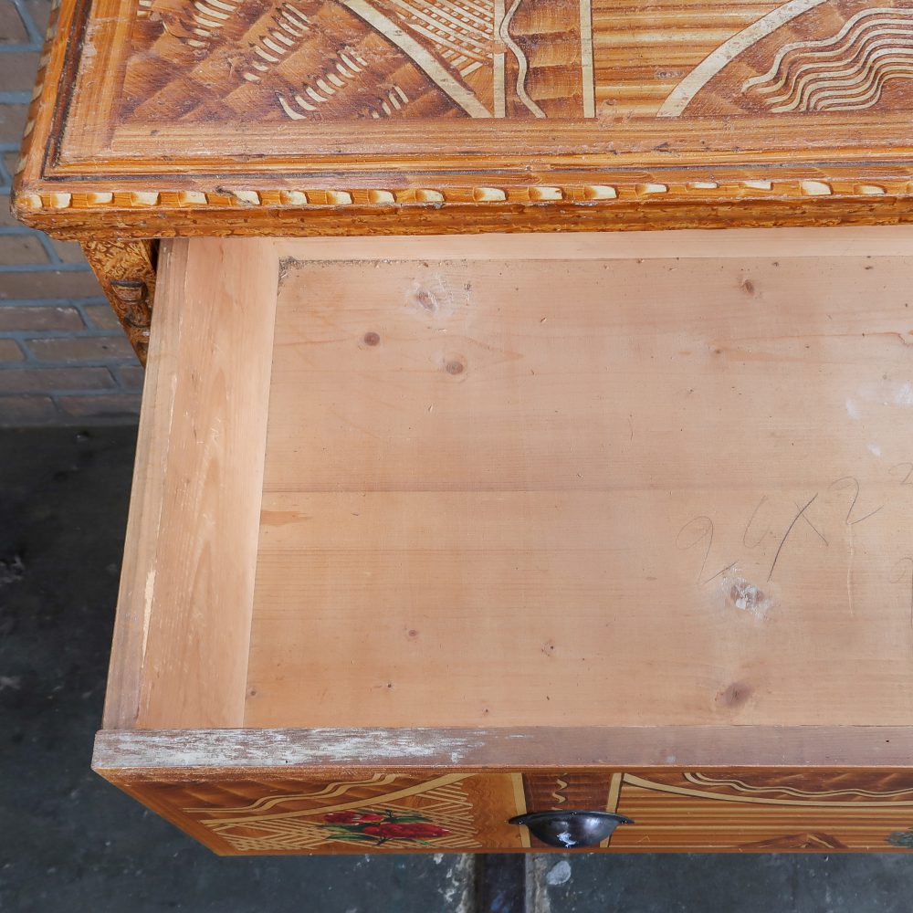 Brocante commode met print - Afbeelding 4