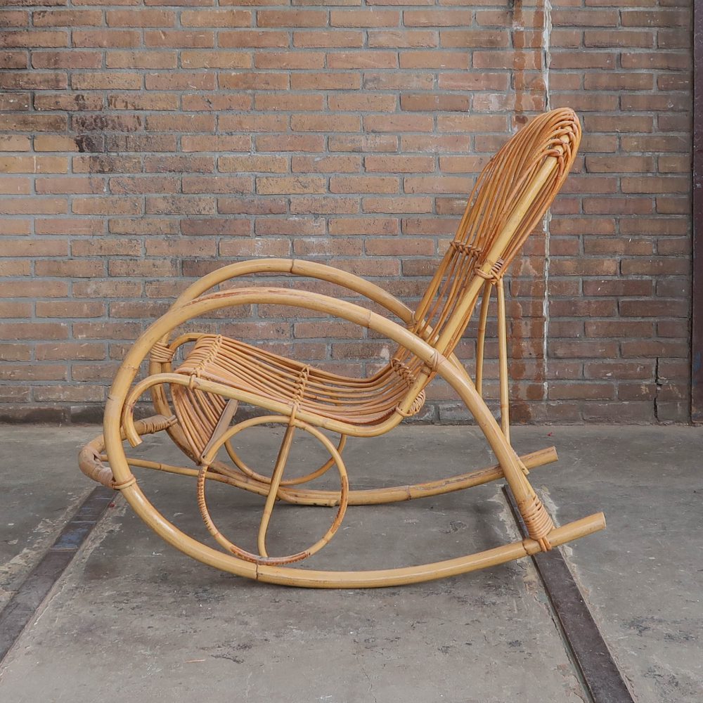 Vintage rotan schommelstoel - Afbeelding 3