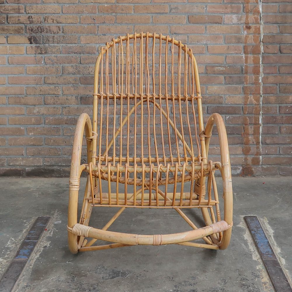 Vintage rotan schommelstoel - Afbeelding 2