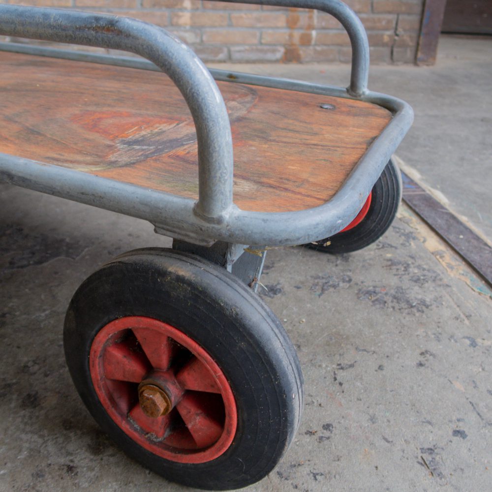 Industriële vintage trekwagen - Afbeelding 7