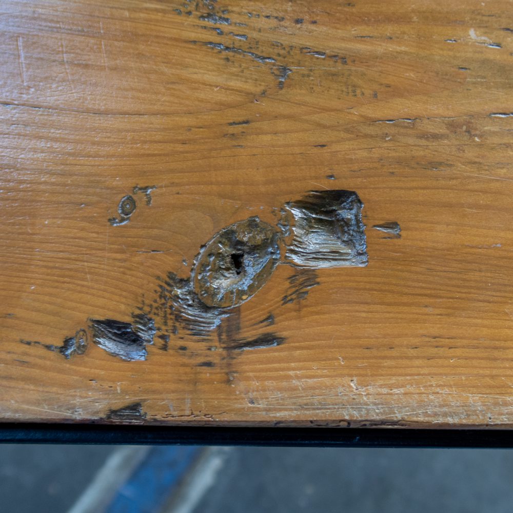 Industriële tafel met houten blad - Afbeelding 5