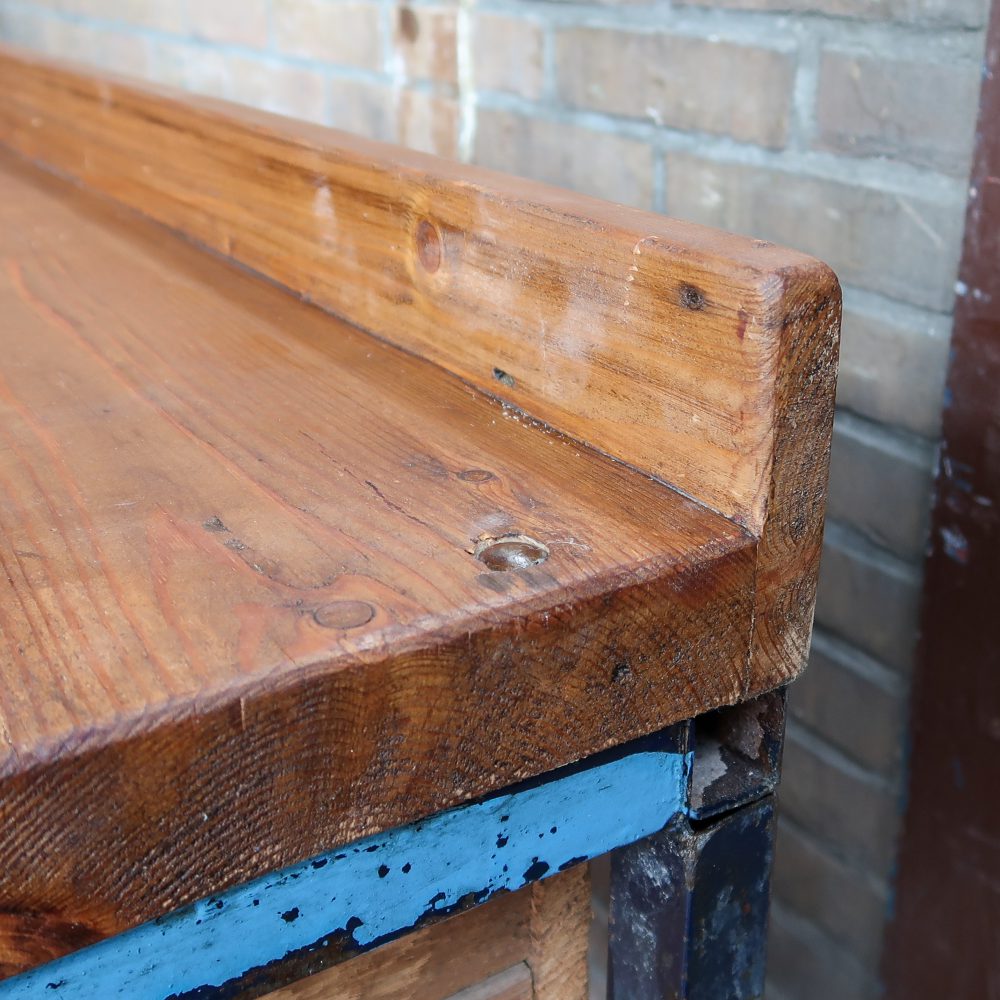 Vintage robuuste werktafel groot - Afbeelding 6